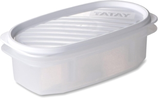 Tatay Frischhaltedose, Vakuum, 0,5 l Kapazität, flexible Druckdeckel, BPA frei, Geeignet Mikrowelle und Geschirrspüler, Weiß. Maße: 18,4 x 9,7 x 6,1 cm