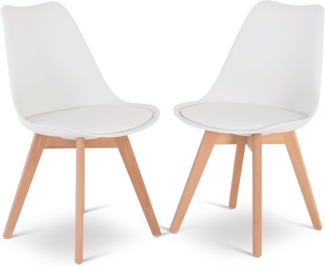 Raburg Esszimmerstuhl Küchenstuhl im Retro-Design, gepolstert, Nilo (2er-Set), 4-Fuß-Gestell aus Massivholz in Natur