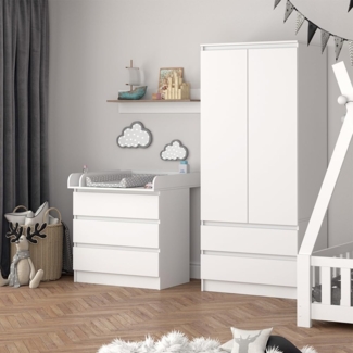 Vicco Wickelkommode Weiß 80 x 85.4 cm mit 3 Schubladen, Emma