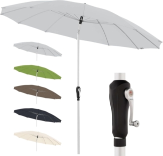 Doppler Sonnenschirm für den Garten Asia Look SL-AZ Auto Tilt 250cm Hellgrau I Gartenschirm knickbar I Kurbelschirm mit UV-Schutz 50+ I Kurbelschirm aus Aluminium I regenabweisendes Polyester-Dach