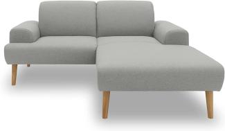 DOMO Collection Salinas Ecksofa mit Federkern, kleines Federkernsofa mit Holzfüßen und schwebender Optik, Sofa, Couch, Eckcouch, Silber, 217 x 176 cm