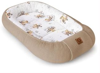 Babynestchen Neugeborene – Nestchen Baby aus Waffel Baumwolle & Baumwollstoff – Babynest für Babybett & Kinderbett – Baby Kokon Tragbar – OEKO-TEX – Zubehör für Babybett - Flugzeuge und Braun