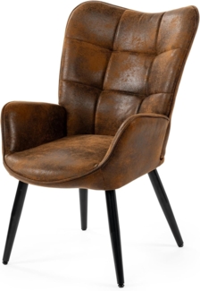 MEUBLE COSY Sessel Lounge Relaxstuhl Polstersessel Lesesessel Armlehnstuhl Stuhl mit Rückenlehne Stoff Kissen Braun