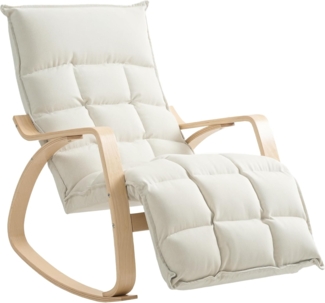HOMCOM Schaukelstuhl Schaukelsessel mit Rückenlehne, Fußstütze, Leinenoptik (Schwingsessel, 1 St), Lesesessel für Wohnzimmer, Schlafzimmer, Balkon Creme