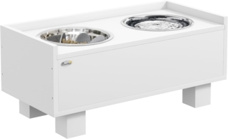 PawHut Futternapf Höhenverstellbar Hundenapf für Hunde mit Stauraum, Edelstahl, für mittelgroße Hunde, Weiß