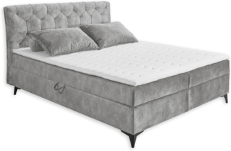 MIAMI 1 Boxbett 160x200, Grau - Bequemes Doppelbett mit Bettkasten & Komfortschaum Topper - 162 x 109 x 210 cm (B/H/T)