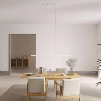 LUMIÈRE Design Calimera 'V2' Designer Pendelleuchte mit Fernbedienung & Smart Home Integration (WiFi+BLE), 150 cm, Weiß