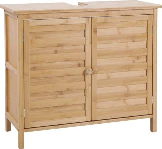 SVITA Waschbeckenunterschrank Badschrank mit Regal freistehend Natur Bambus