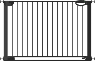 Geuther Türschutzgitter Easylock Flatstep Schwarz I Treppenschutzgitter zum Klemmen oder Bohren I Breite 118-125 cm I Türschutz für Ihr Baby & Haustier I Kinderschutzgitter beidseitig öffnend