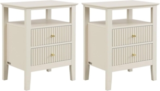 Vente-unique - Nachttisch 2er-Set 2 Schubladen & 1 Ablage – MDF – Beige – NIRIVA