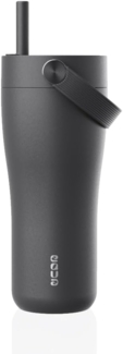 Thermo Trinkflasche mit Strohhalm Thermobecher Edelstahl EQUA Carry Cup 0,6L Schwarz 685956