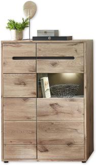 Vitrine BELLANO Viking Oak Nature mit LED 128 cm hoch