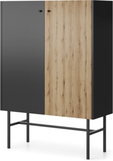 Selsey Divenos - Highboard 2-türig, Schwarz / Holzoptik Eiche, 93 cm