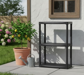 Dmora - Anversa Outdoor-Garderobe, Outdoor-Regal, Mehrzweck-Balkongarderobe mit 1 Regal, 100 % Made in Italy, 60x30h90 cm, Anthrazit