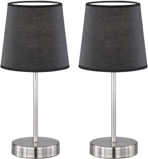 2er Set Tischleuchte, Textil schwarz, nickel matt, H 32 cm