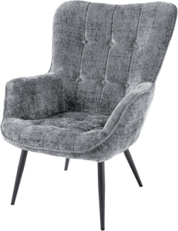 riess-ambiente Sessel SCANDINAVIA grau/schwarz - Chenille, Metall, mit Armlehne, gepolstert (Einzelartikel, 1-St), bequemer Lesesessel - ideal für Wohnzimmer, Gästezimmer & Schlafzimmer