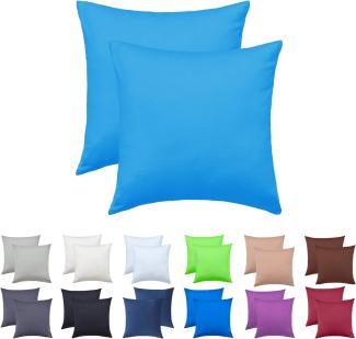 NatureMark 2er Pack Jersey Kissenbezug Kissenhülle Kissenbezüge Seitenschläferkissen Nackenkissen viele Größen und Farben ÖKO-TEX (80x80 cm, Türkis)