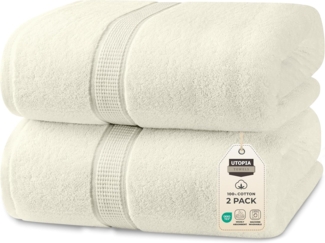 Utopia Towels,Luxuriöses Jumbo-Badetuch,100% ringgesponnene Baumwolle, extra großes Badetuch – superweiches Hotel-Qualitätshandtuch (89x178 cm, 2er-Pack) (Elfenbein)