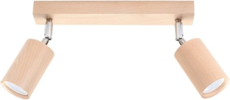 Deckenleuchte, Holz, braun, Spots verstellbar, L 30 cm
