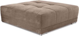 XXL-HOCKER Federkern 120/120/39 cm (passend zum BIG-SOFA) Cord Braun Taupe