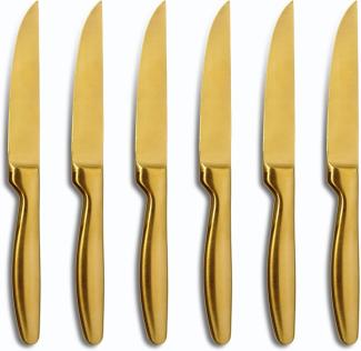 Comas Steakmesser BOJ Satin Gold 6er Set, Fleischmesser mit Satin-Finish, Edelstahl, PVD-Beschichtung, 22. 1 cm, 7432