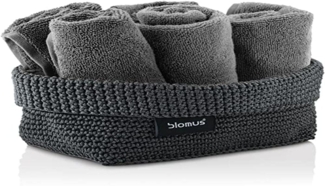 blomus -TELA- Häkelkorb L aus Kunstfaser, Anthrazit, Korb für Aufbewahrung, hochwertige Verarbeitung, exklusive Optik, ideal für Handtücher, Kosmetik etc. (H / B / T: 9 x 12 x 20 cm, Anthrazit, 68885)
