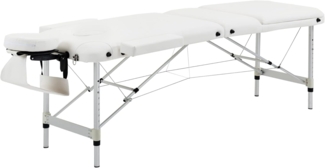 HOMCOM Massageliegen klappbar Kosmetikliegen höhenverstellbarer Massagetisch mit Kopfstütze Massagebett Aluminium Schaumstoff Kunststoff Weiß 215 x 60 x 61-84 cm