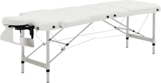 HOMCOM Massageliegen klappbar Kosmetikliegen höhenverstellbarer Massagetisch mit Kopfstütze Massagebett Aluminium Schaumstoff Kunststoff Weiß 215 x 60 x 61-84 cm