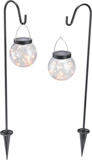 Solar Steckleuchte Hängeleuchte für außen SMART GLOBE | 2er Set Crackle Balls Dekoleuchte Bruchglas-Kugel | Leuchtsticks Stecklichter | AKKU IP44 wetterfest 102314