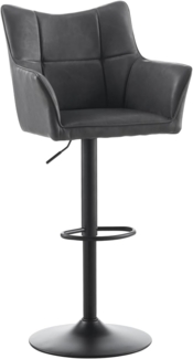 TUKAILAI 1X Barhocker Kunstleder, Barstuhl Höhenverstellbar,360° Drehbar, Hocker mit Armlehne und Rückenlehne, Moderner Küchenhocker Tresenhocker Bistrohocker für Küche Bars Esszimmer, Grau