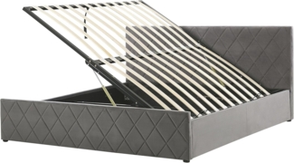 Beliani 'ROCHEFORT' Bett, mit Lattenrost, mit Bettkasten, hochklappbar 180x200 cm Samt