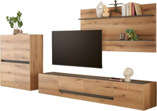 Wohnwand 3-teilig Center in Eiche Evoke 340 cm