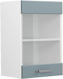 Vicco Küchenschrank Glas R-Line, Blau-Grau/Weiß, 40 cm