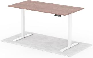 elektrisch höhenverstellbarer Schreibtisch DESK 160 x 80 cm - Gestell Weiss, Platte Walnuss