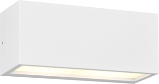 Eckige Up & Downlight Außenwandleuchte MAYENNE Weiß, Breite 25cm