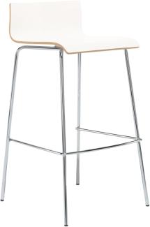 Design Barhocker mit Rückenlehne, Sitzschale Weiß, Höhe 91cm