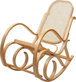 Schaukelstuhl M41, Schwingsessel Fernsehsessel, Massiv-Holz Rattan, FSC®-zertifiziert ~ Eiche-Optik