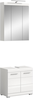 furnling Badmöbel-Set Scott, (2-St, aus Spiegelschrank mit Beleuchtung, Waschbeckenunterschrank), Badmöbel, Badschränke, mit Beleuchtung, Breite 60 cm