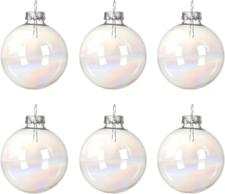 Kaemingk Weihnachtsbaumkugel, Weihnachtskugeln Glas 8cm 6 Stück - Klar irisierend