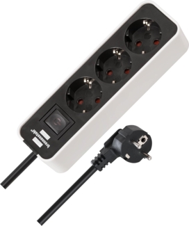 Brennenstuhl Steckdosenl. Ecolor 3-x weiß/schwarz Schalter