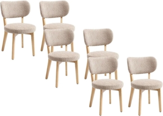Vente-unique - Stuhl 6er-Set - Bouclé & Kautschukholz - Taupe - TORIEL