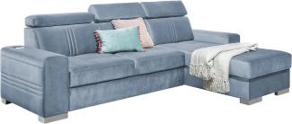 99rooms Neilo Ecksofa Velours MONOLITH Pastellblau Rechts ohne