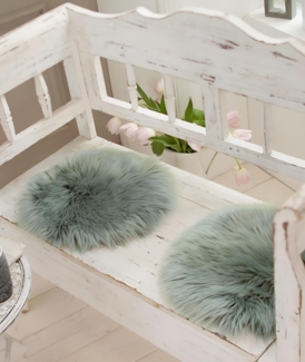 Sitzkissen "Aqua" Ø 35 cm, Dekofell, Kunstfell, Stuhlkissen