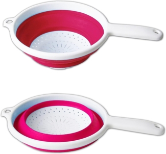 Alpina Seiher SEIHER faltbar Ø22cm Silikon Griff Küchensieb Nudelsieb 27 (Rot), Abtropfsieb Sieb