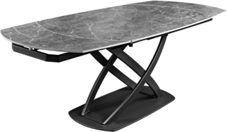 riess-ambiente Esstisch INCEPTION 130-190cm anthrazit / schwarz · ovaler Keramik & Metalltisch (Einzelartikel, 1-St), bis 8 Personen · ausziehbar · Marmor-Design · Metall-Fuß & Bodenplatte