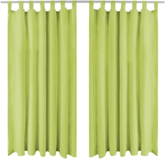vidaXL Vorhänge Mikro-Satin 2 Stk. mit Schlaufen 140×225 cm Grün 132223