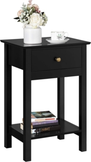 Yaheetech Nachttisch Beistelltisch mit Schublade und Ablage Holz Nachtkonsole Sofatisch Nachtkommode Telefontisch 40 x 30 x 61 cm, Schwarz
