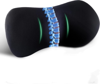 EGO HOME Lendenkissen Charcoal Memory Foam Ergonomisches Rückenkissen, Lendenwirbelstützkissen Memory-Schaum, Rückenpolster für Bürostuhl, Autositz, Lendenwirbelbett, Linderung von Rückenschmerzen