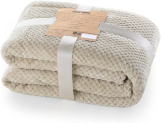 DecoKing Kuscheldecke 220x240 cm Cappuccino Decke Microfaser Wohndecke Tagesdecke Fleece weich sanft kuschelig skandinavischer Stil beige Henry