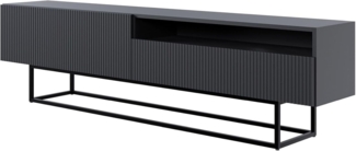 Selsey 'Veldio' TV-Lowboard mit offenem Fach, schwarz mit goldenem Metallgestell, ca. 46 x 175 x 32 cm